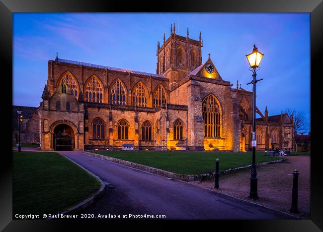 Sherborne Abbey at Night Framed Print by Paul Brewer