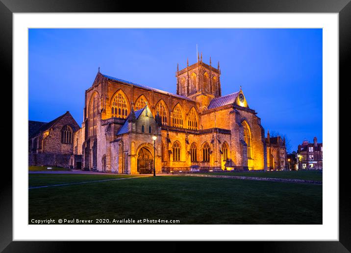 Sherborne Abbey at Sunset Framed Mounted Print by Paul Brewer