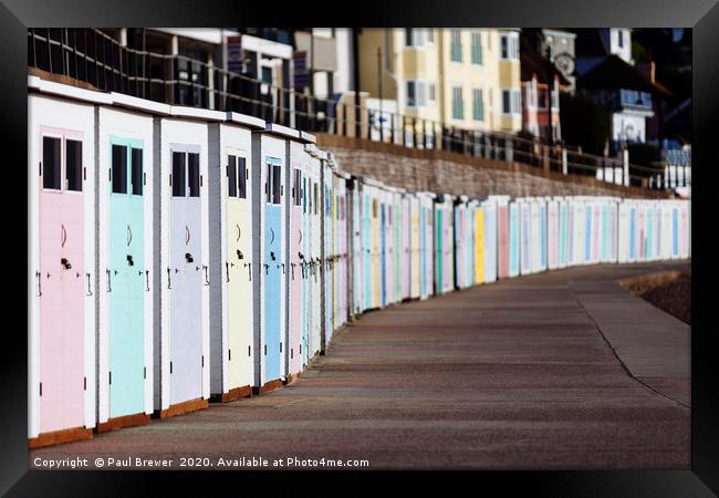 Lyme Regis Beach huts Framed Print by Paul Brewer