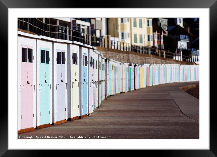 Lyme Regis Beach huts Framed Mounted Print by Paul Brewer