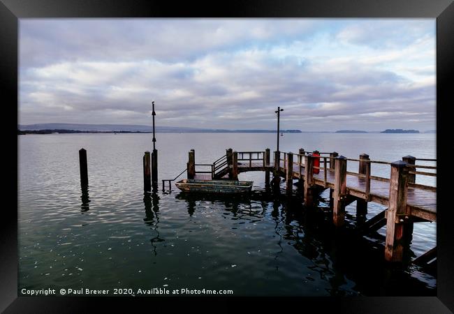 Pier in Poole Harbour Framed Print by Paul Brewer