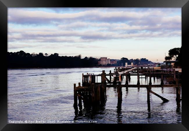 Pier in Poole Harbour Framed Print by Paul Brewer