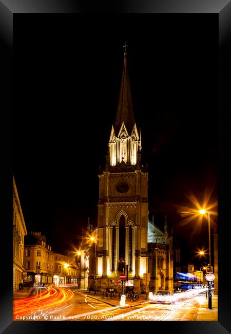 St Michaels Church Bath at Night Framed Print by Paul Brewer