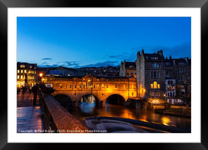 Pulteney Bridge Bath just after sunset Framed Mounted Print by Paul Brewer