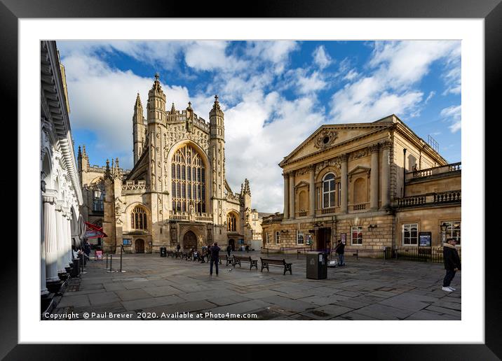 Bath Abbey and Pump Room  Framed Mounted Print by Paul Brewer