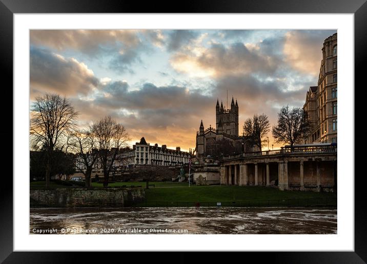 Bath Abbey and Parade Gardens Sunset Framed Mounted Print by Paul Brewer