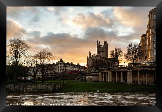 Bath Abbey and Parade Gardens at Sunset Framed Print by Paul Brewer