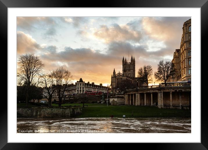 Bath Abbey and Parade Gardens at Sunset Framed Mounted Print by Paul Brewer