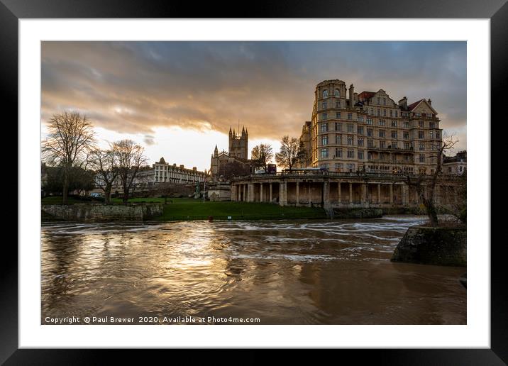 Bath Abbey and Parade Gardens Framed Mounted Print by Paul Brewer