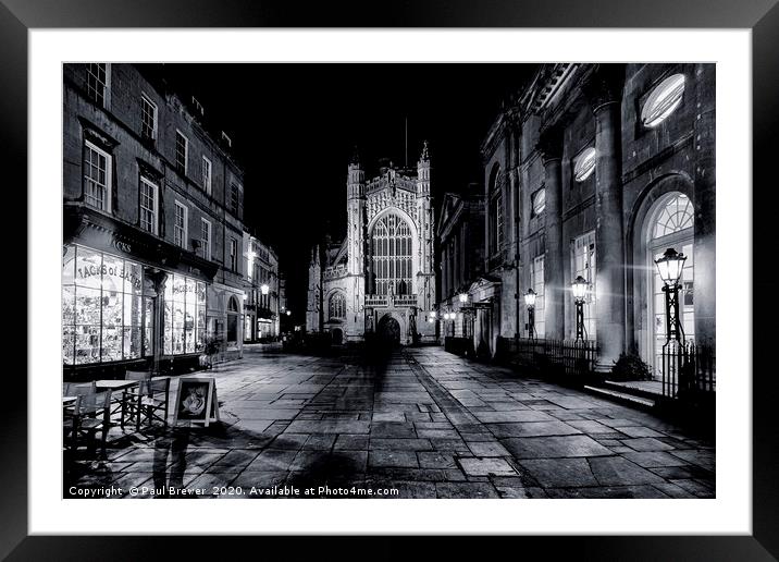 Bath Abbey and Pump Room Framed Mounted Print by Paul Brewer