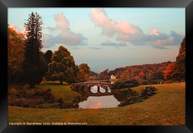 Bridge at Stourhead Framed Print by Paul Brewer