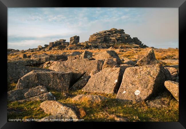 Middle Staple Tor Dartmoor in Winter Framed Print by Paul Brewer