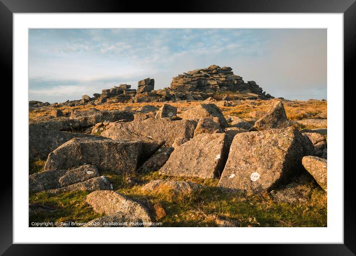 Middle Staple Tor Dartmoor in Winter Framed Mounted Print by Paul Brewer