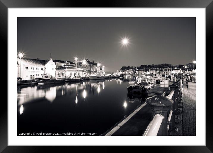 Weymouth Harbour in Black and White Framed Mounted Print by Paul Brewer