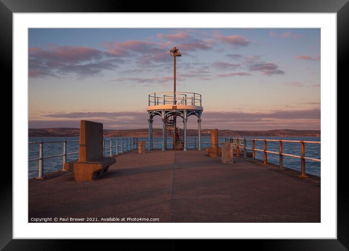Weymouth Stone Pier Framed Mounted Print by Paul Brewer