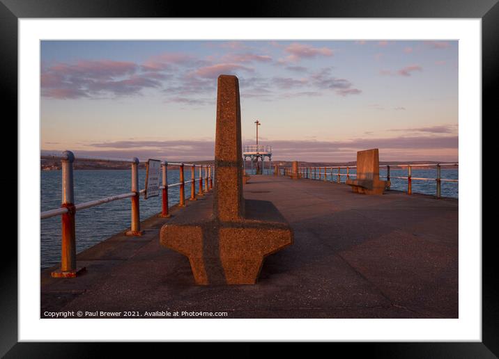 Weymouth Stone Pier Framed Mounted Print by Paul Brewer
