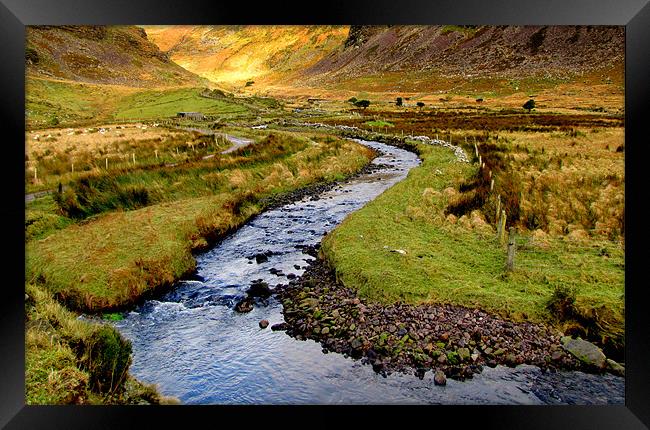 River near Annascaul Lake Framed Print by barbara walsh