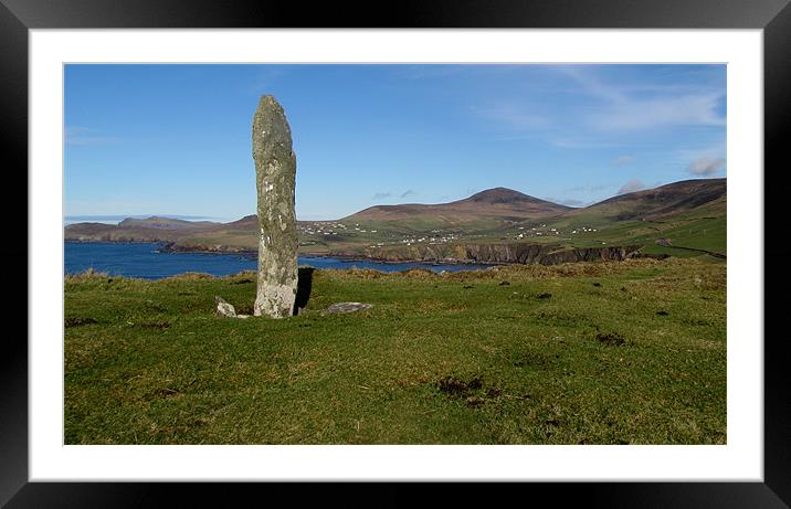 Standing Stone over Coumeenoole Beach Framed Mounted Print by barbara walsh