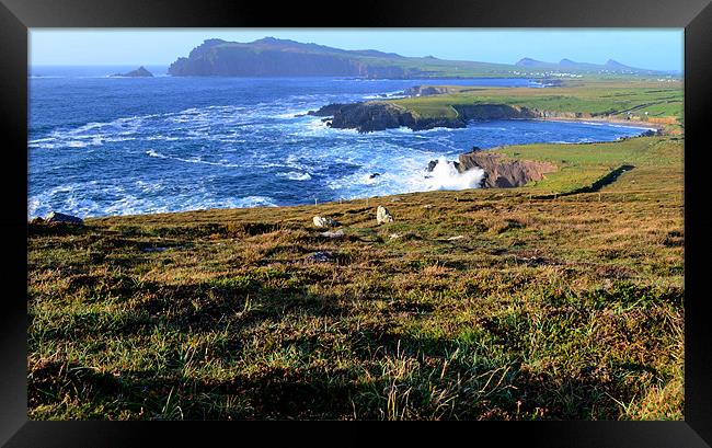 View of clogher beach and the three sisters Framed Print by barbara walsh