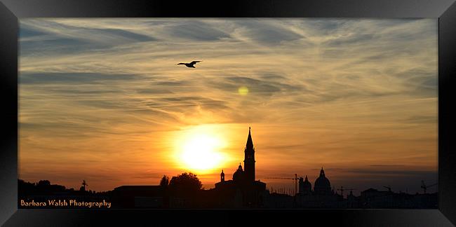 Sunset in Venice Framed Print by barbara walsh