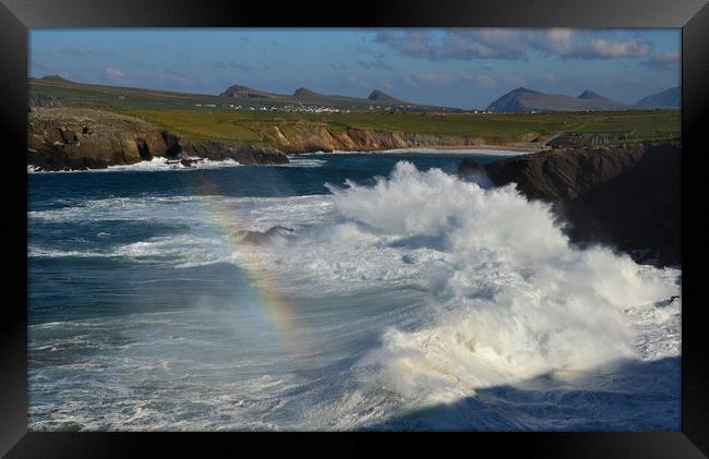 Crashing waves at Clogher Framed Print by barbara walsh