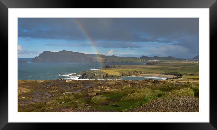 Rainbow over Clogher Framed Mounted Print by barbara walsh