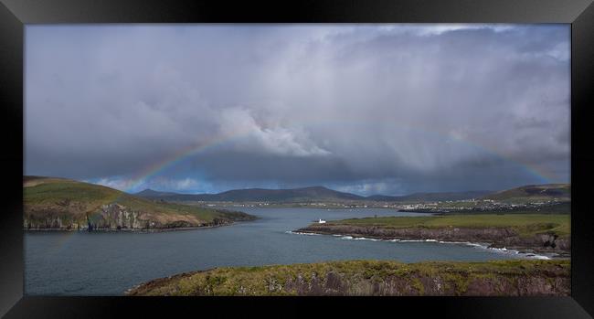 Lovely rainbow over Dingle Bay Framed Print by barbara walsh