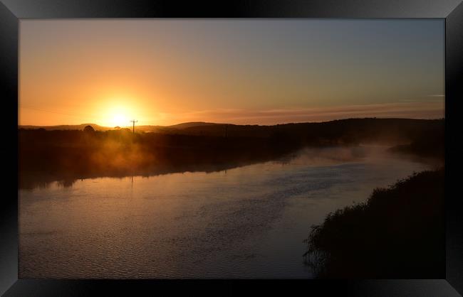 .river Maine sunrise Framed Print by barbara walsh
