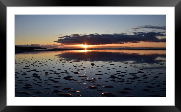 Sunrise at Cappagh beach with comet NEOWISE Framed Mounted Print by barbara walsh
