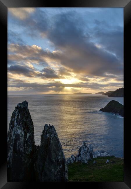 Sunset Dunmore Head Framed Print by barbara walsh