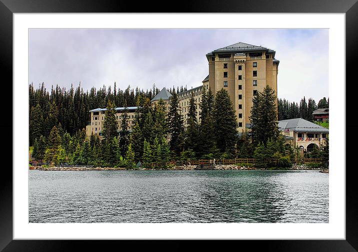 Chateau Lake Louise hotel  ,  Banff , Canada Framed Mounted Print by Elaine Manley