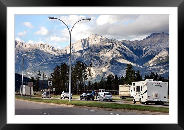 Town of Jasper Canada Framed Mounted Print by Elaine Manley