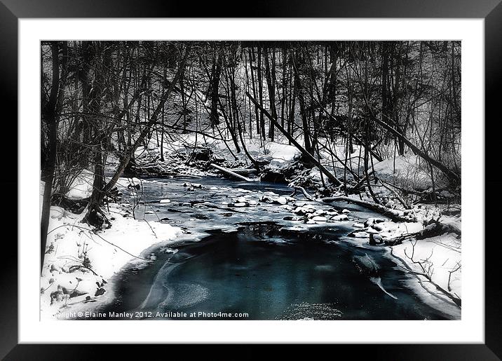 Forest Stream in Winter Framed Mounted Print by Elaine Manley