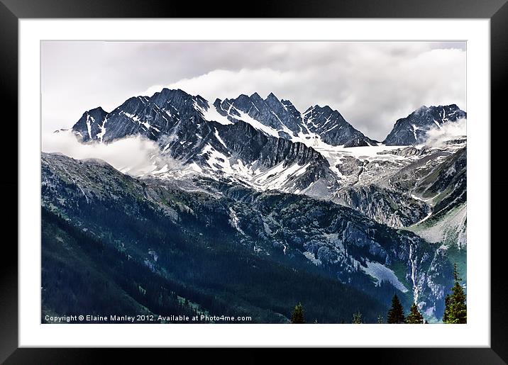 Mountain Peaks and Glaciers Framed Mounted Print by Elaine Manley