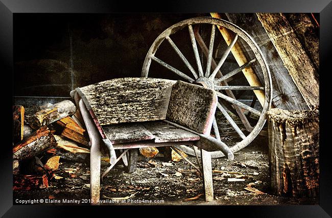 Old Wheelbarrow Framed Print by Elaine Manley