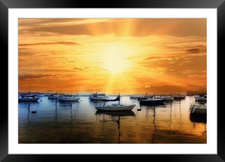 Harbour  Sun Framed Mounted Print by Elaine Manley