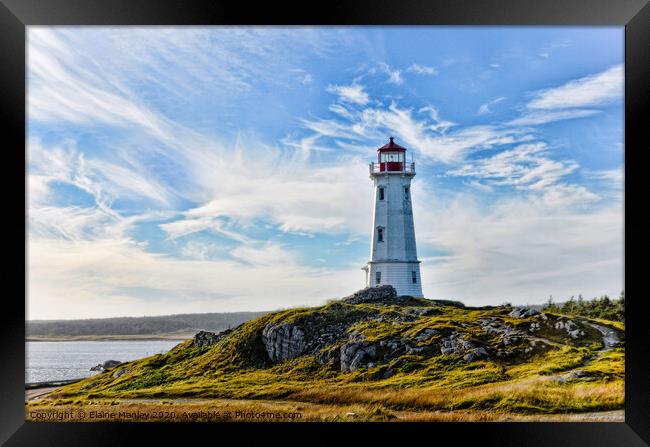 Louisbourg Lighthouse Framed Print by Elaine Manley