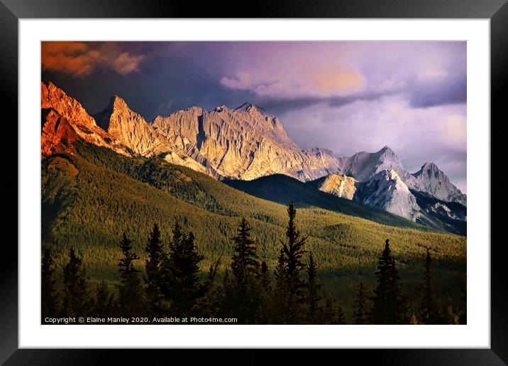 Setting Sun Rocky Mountains Framed Mounted Print by Elaine Manley