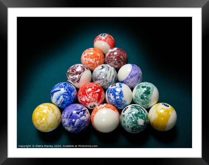 Pool / Billiards Balls...misc  Framed Mounted Print by Elaine Manley