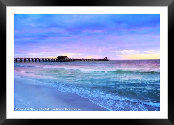 Naples Beach Pier , Florida Framed Mounted Print by Elaine Manley