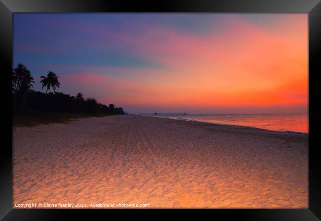 Naples Beach at Sunset , Florida Framed Print by Elaine Manley