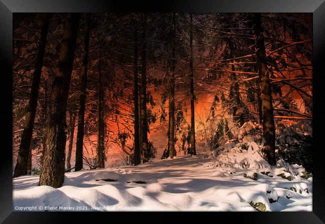 Winter Sunset Framed Print by Elaine Manley