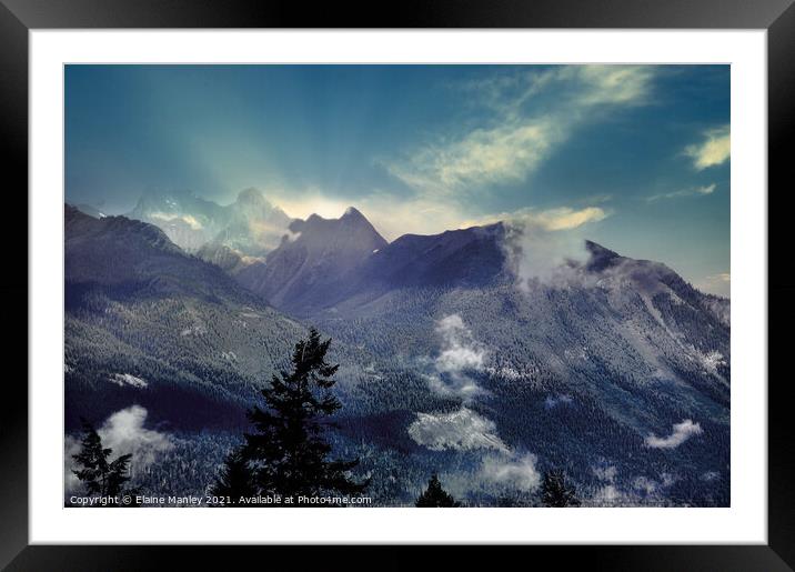 Misty Rocky Mountains  Framed Mounted Print by Elaine Manley