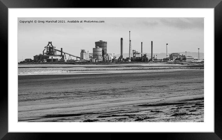 Redcar Steelworks from The North Gare Teesside - M Framed Mounted Print by Greg Marshall