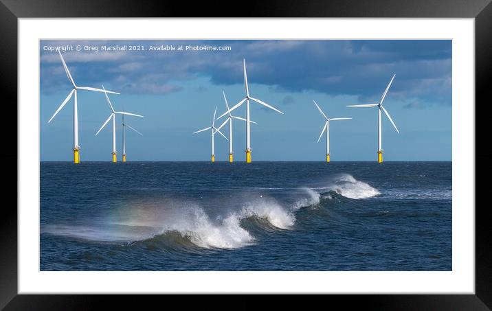 Wind Turbines off Redcar  Framed Mounted Print by Greg Marshall