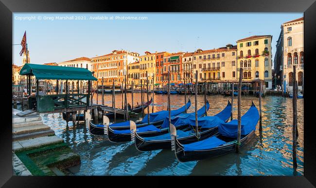 Gondolas on the Grand Canal Venice Italy Framed Print by Greg Marshall