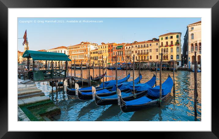 Gondolas on the Grand Canal Venice Italy Framed Mounted Print by Greg Marshall