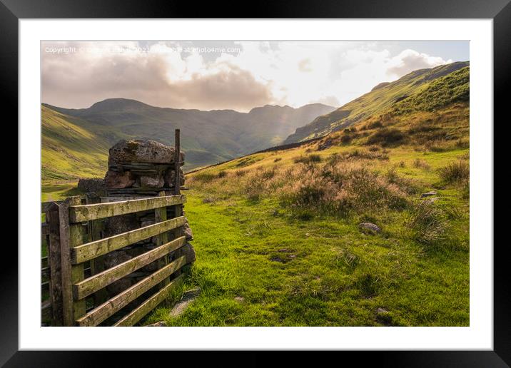 A view of Crinkle Crags from Langdale Framed Mounted Print by Greg Marshall