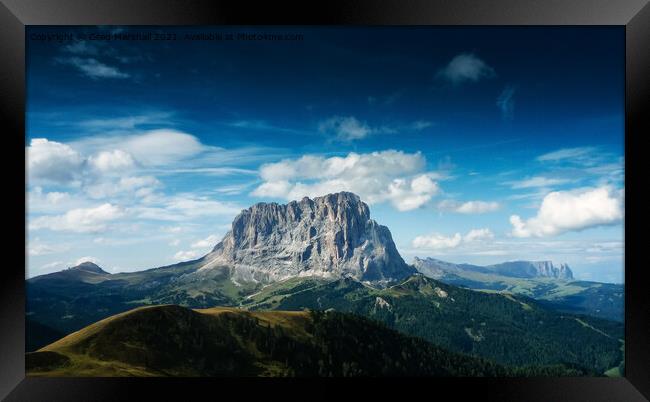 Mountains near Gardena, Dolomites, Northern Italy Framed Print by Greg Marshall