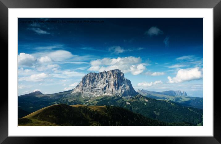 Mountains near Gardena, Dolomites, Northern Italy Framed Mounted Print by Greg Marshall